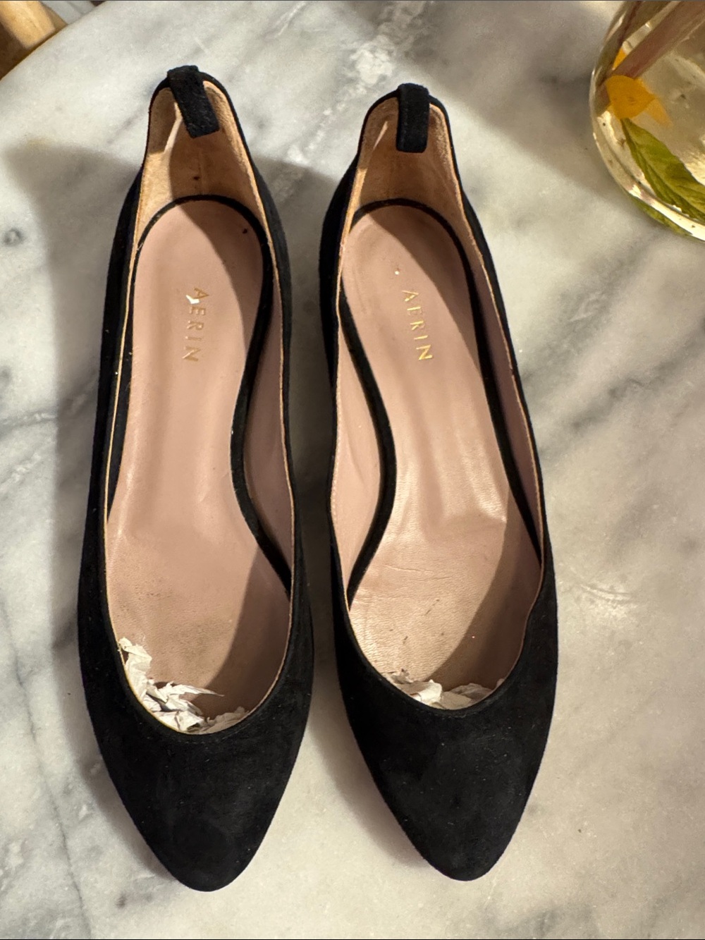 Aerin Black Suede Pointed-Toe Women's Flats